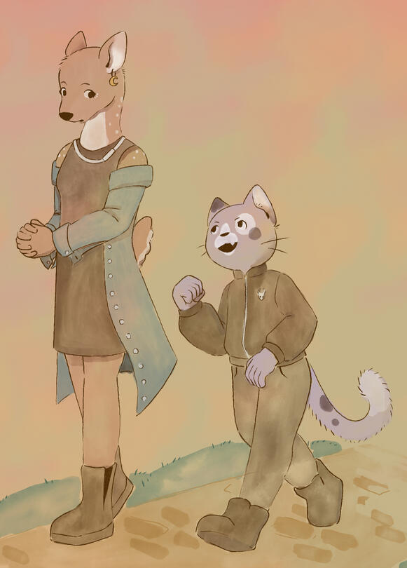 Design of myself and my girlfriend in the Ernest and Celestine Art style